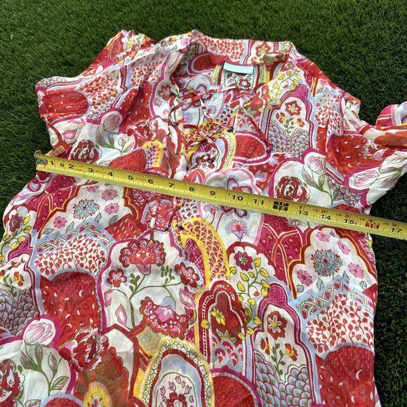 Manuel Canovas Womens Long Sleeve V Neck Floral Shift Dress 100% Silk 8 10 - Picture 14 of 16